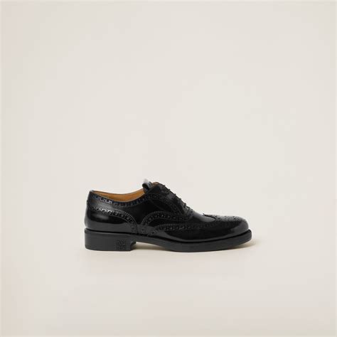 Black Brushed Leather Oxford Brogue Shoes 